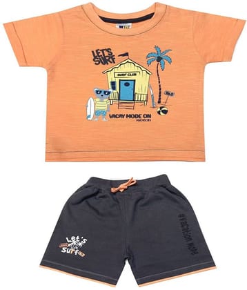 Kideon Pack of 1 Baby Boys 100% Cotton T-Shirt & Shorts ( Peach )