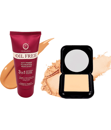 Colors Queen 3 IN 1 OIL Free Water Proof Cream Foundation With Fit For U Compact Light Pack of 2 78 g