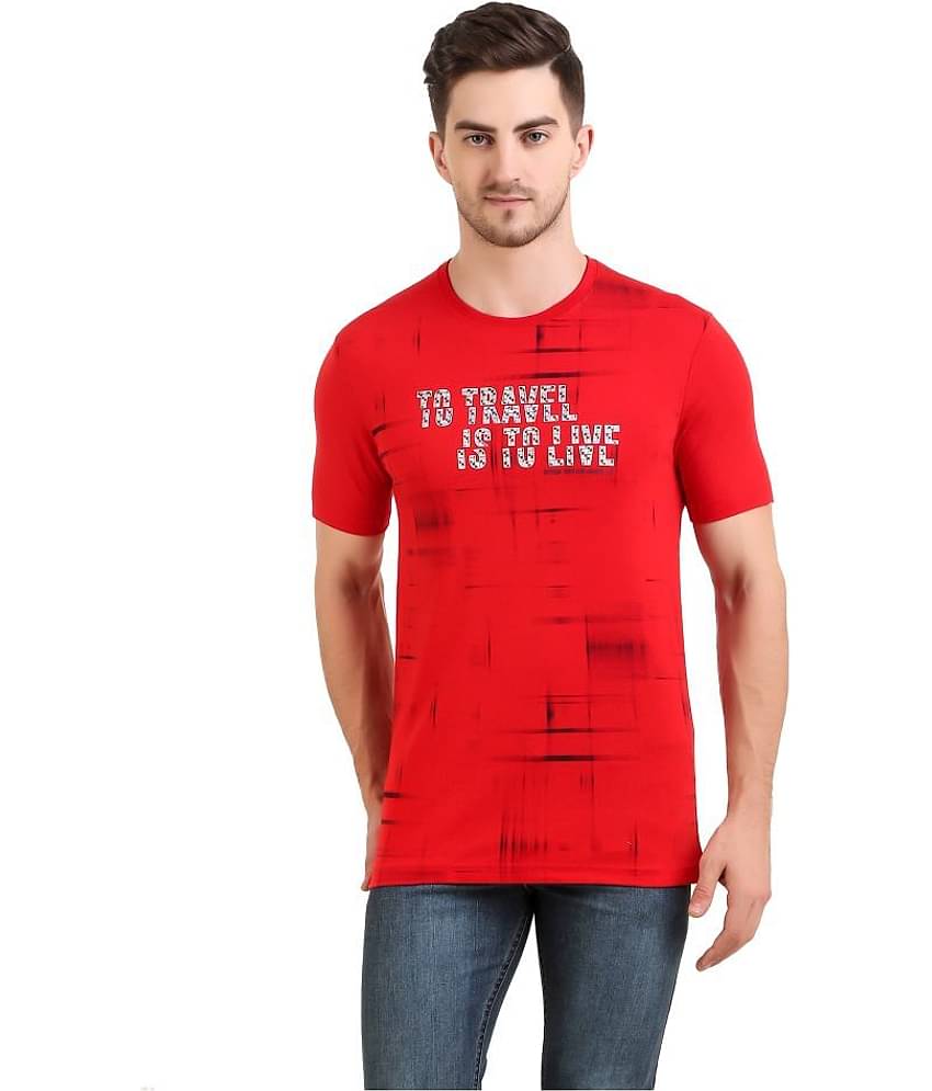 Bravezi Pack of 1 Cotton Blend Slim Fit Men's T-Shirt ( Red )
