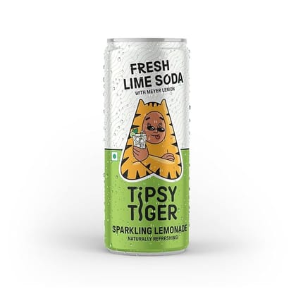 Tipsy Tiger Fresh Lime Soda - Sparkling Water and Lemon Drink 250ML