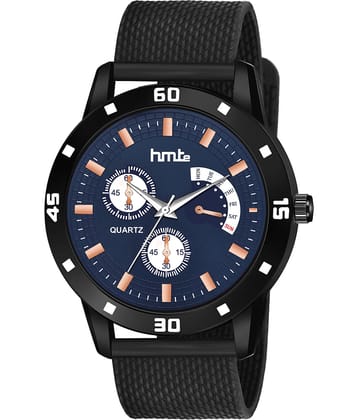 HMTe - Black Leather Analog Men's Watch