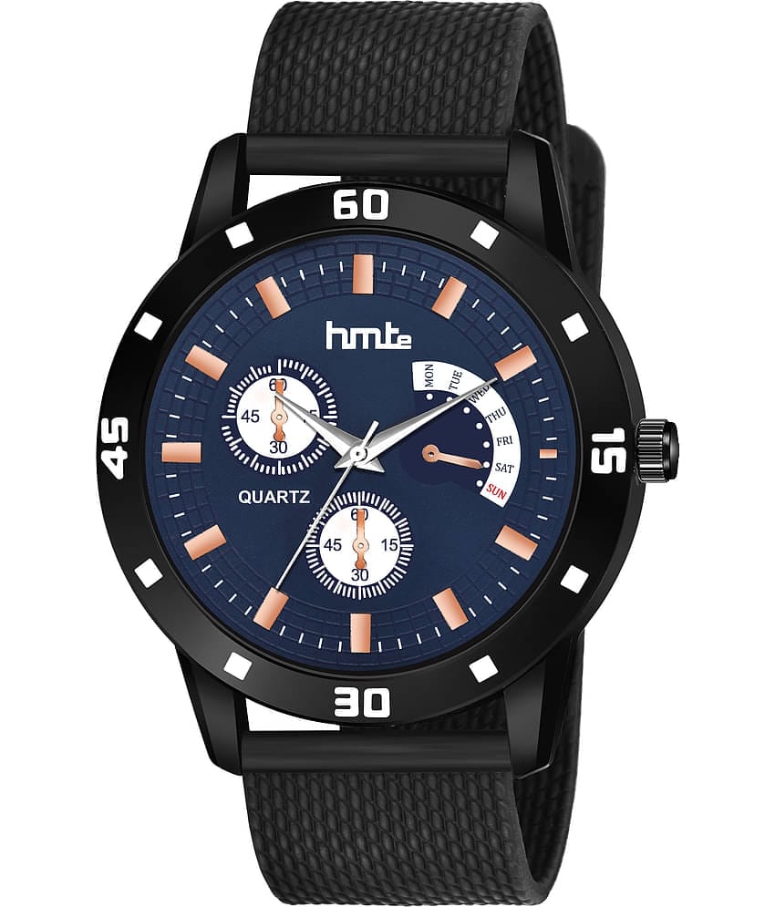 HMTe - Black Leather Analog Men's Watch