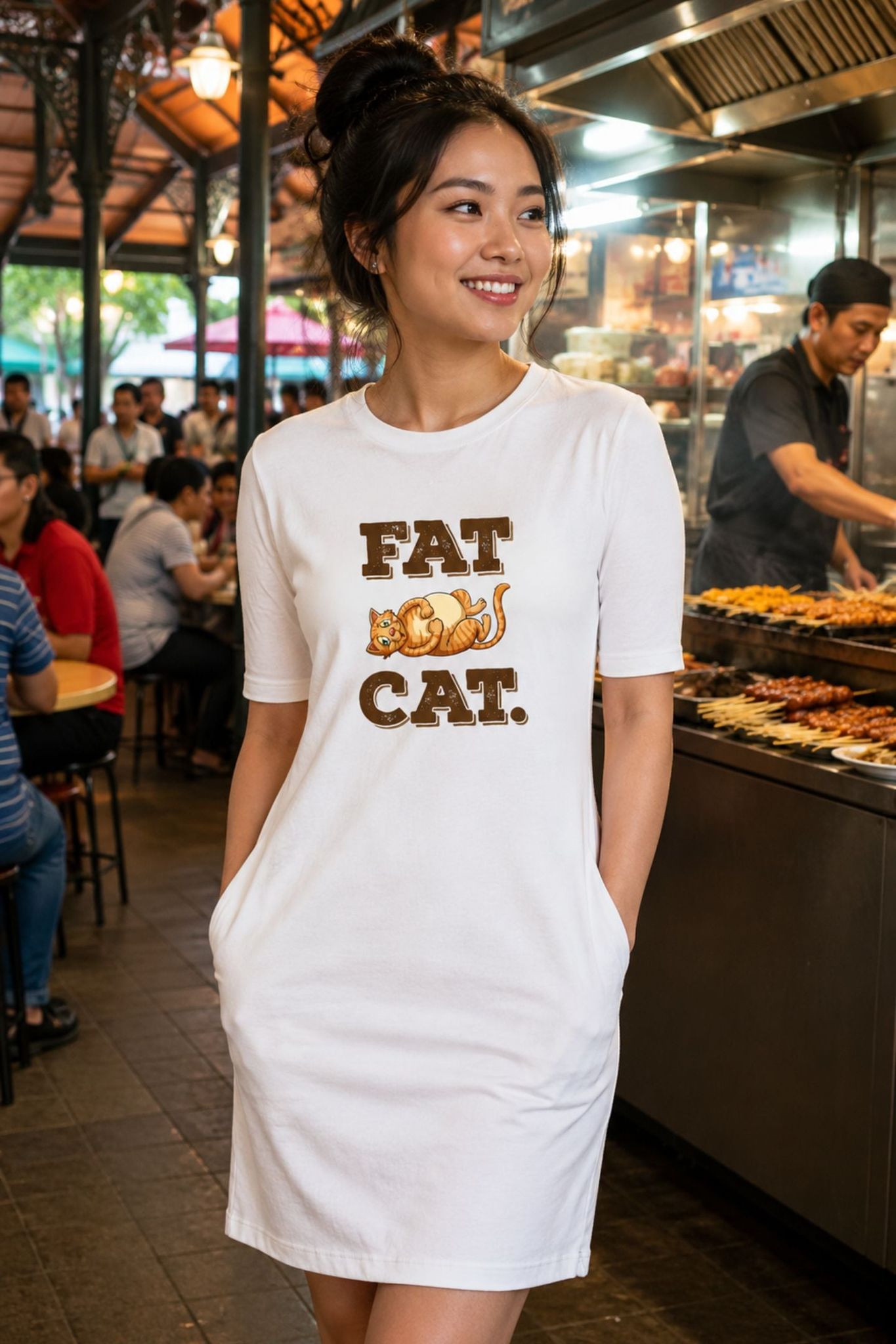 T-shirt Dress With Pockets - Fat Cat (3 Colours) (Slim Fit)