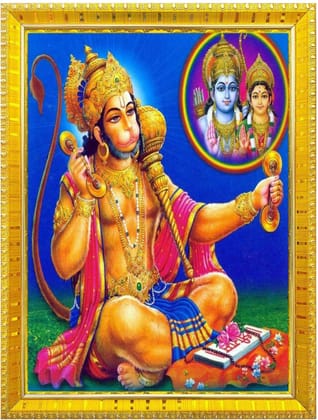NOKKES Hanuman Bajrangbali Hanumanji Maruti Golden 5X7 Inch Photo Frame_AQW60