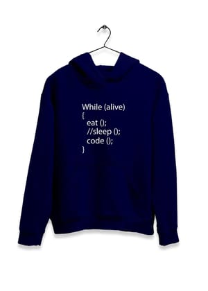 While Alive Eat Hoodie-Navy Blue / S