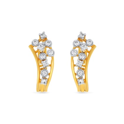 Senco Gold 18K Yellow Gold Sparkling Spell Diamond Hoop Earrings (Gold Weight -  2.6 g / 0.1 Ct / HI-SI)