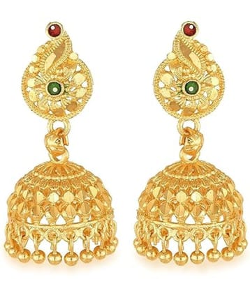 VIVASTRI Golden Jhumki Earrings ( Pack of 1 ) - Golden