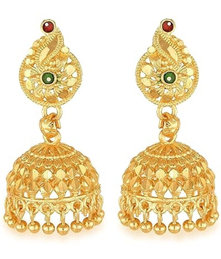 VIVASTRI Golden Jhumki Earrings ( Pack of 1 ) - Golden