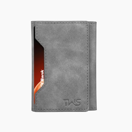 The Wallet Store Magna Suede Vegan Leather Cardholder (Grey)