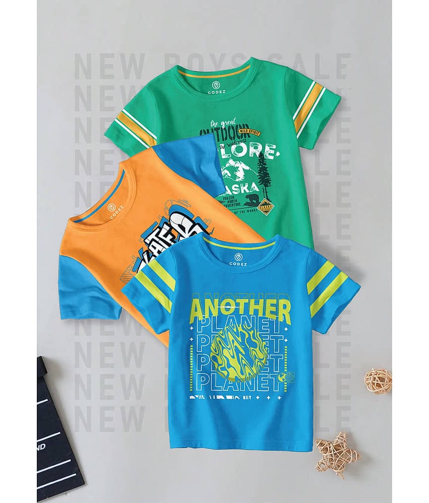 CODEZ Pack of 1 Boys Cotton Blend T-Shirt ( Multi Color )