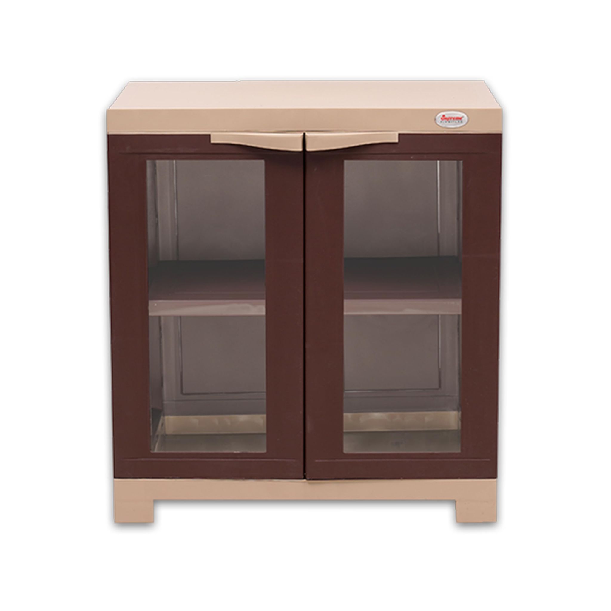 Supreme Furniture Fusion 01 FG See-Thru Glass Panels Bookshelf (Small Size, Coke RED/Blue) - (DIY)