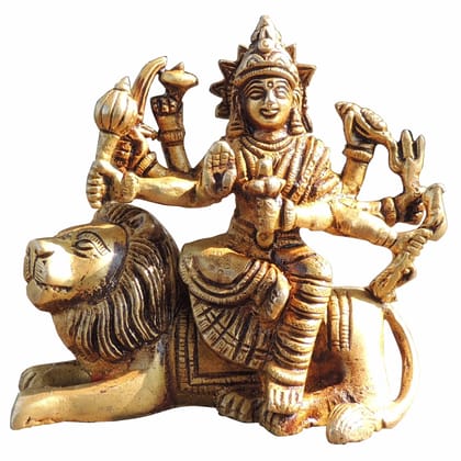 Brass Durga Ji Divine Statue - Graceful Goddess Idol for Worship, Height : 4 Inch (BSMAS1783 E)