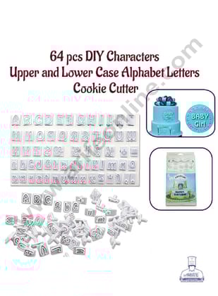 Cake Decor 64pcs DIY Characters-Upper and Lower Case Alphabet Letters Cookie Cutter Plastic Fondant Cutter Baking Mold Cake Decorating Tool