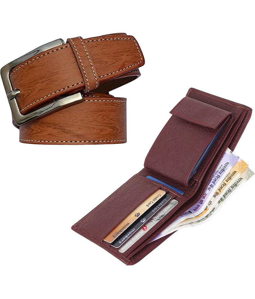 Kastner - Multicolor PU Men's Belts Wallets Set ( Pack of 2 )