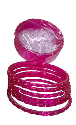 Pink Crystal Beaded Bangles Set