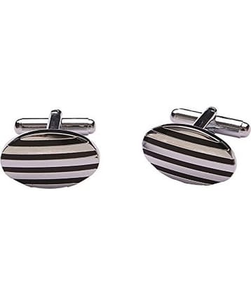 The Jewelbox Silver Metal Enamel Cufflinks