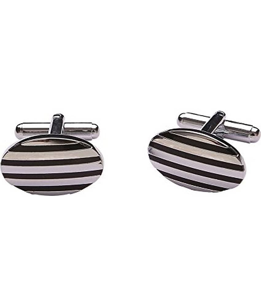 The Jewelbox Silver Metal Enamel Cufflinks