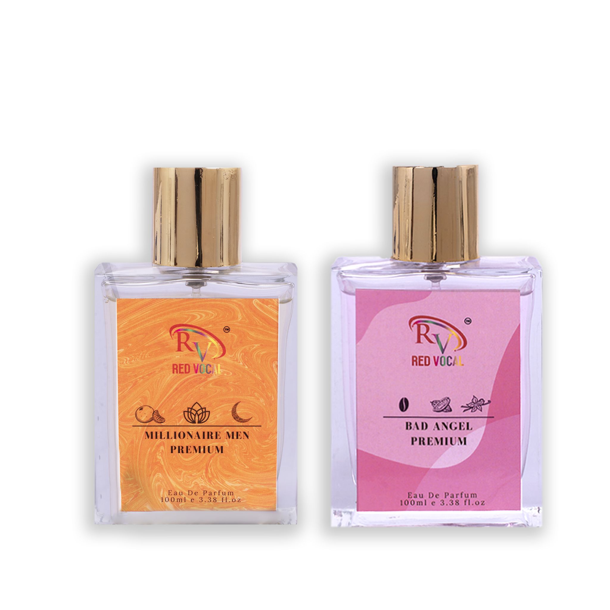 Red Vocal Millionaire Men Premium (Men) with Bad Angel Premium (Women) 100ml Perfume Spray Combo – 2 x 100ml