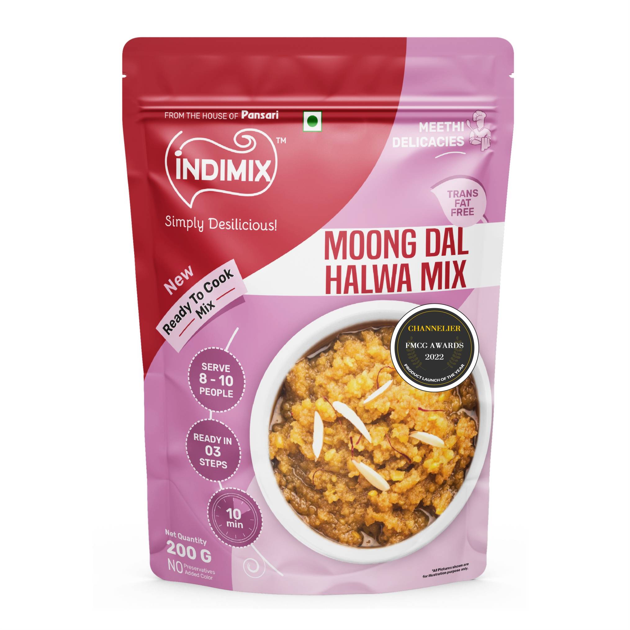 Indimix Ready to Cook Moong Dal Halwa Mix - 200g (Pack of 50)