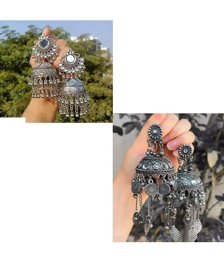 Samridhi DC Silver Drop Earrings ( Pack of 2 )