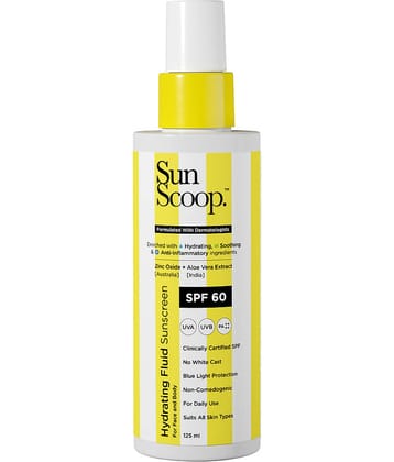 Sunscoop Hydrating Fluid Sunscreen For Face & Body Spf60 Pa++++ Uva Uvb, 125ml (Pack of 1)