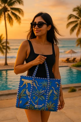 Wild Palms Reverie Blue Tote