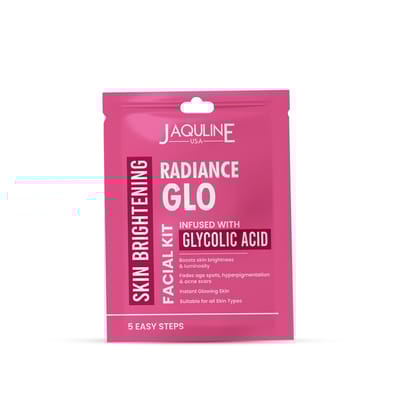 Jaquline USA Radiance GLO Glycolic Facial KIT With Aloe vera Extract & Glycerine to Improves Skin Texture | Suitable for all skin types