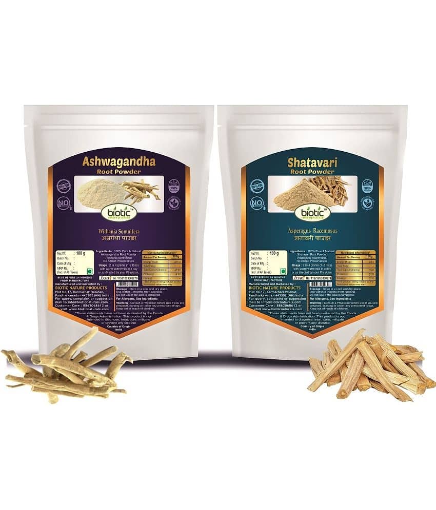 Biotic Ashwagandha and Shatavari Powder (100gm each) 200 gm