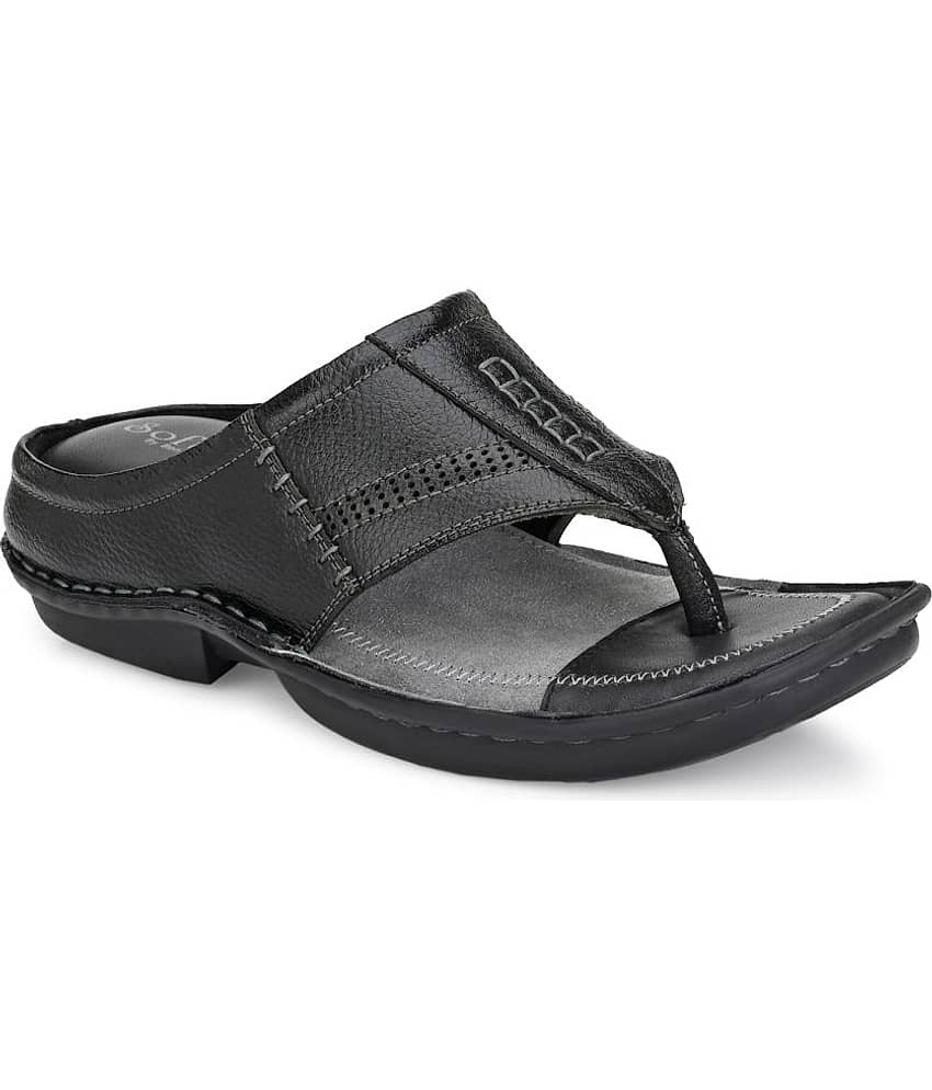 softio - Brown Men's Leather Slipper