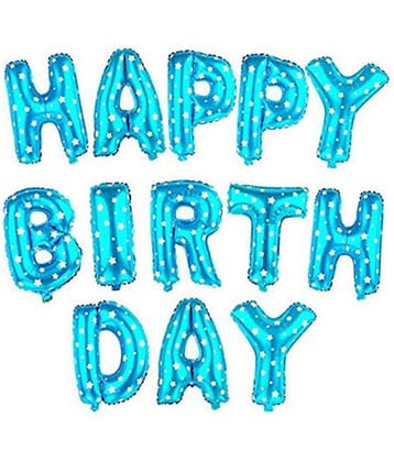 Decoration Happy Birthday Foil  Balloon, Blue (Pack of 13 Letters)