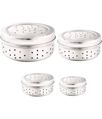 Dynore - Kothmir Dabba Steel Silver Utility Container ( Set of 4 )