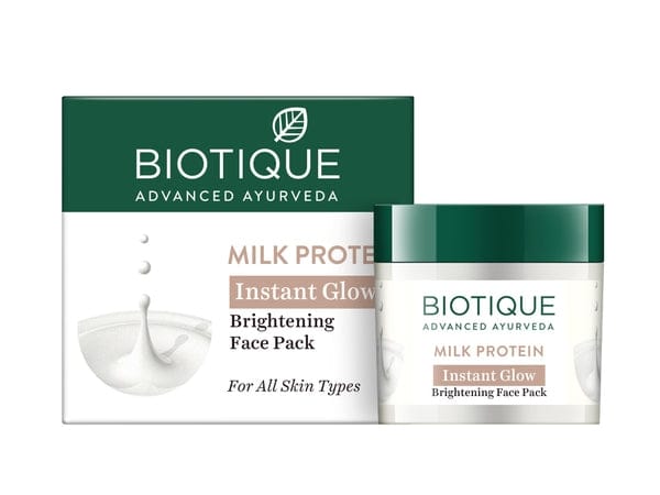 Biotique Milk Protein Instant Glow Brightening Face Pack 50g jar