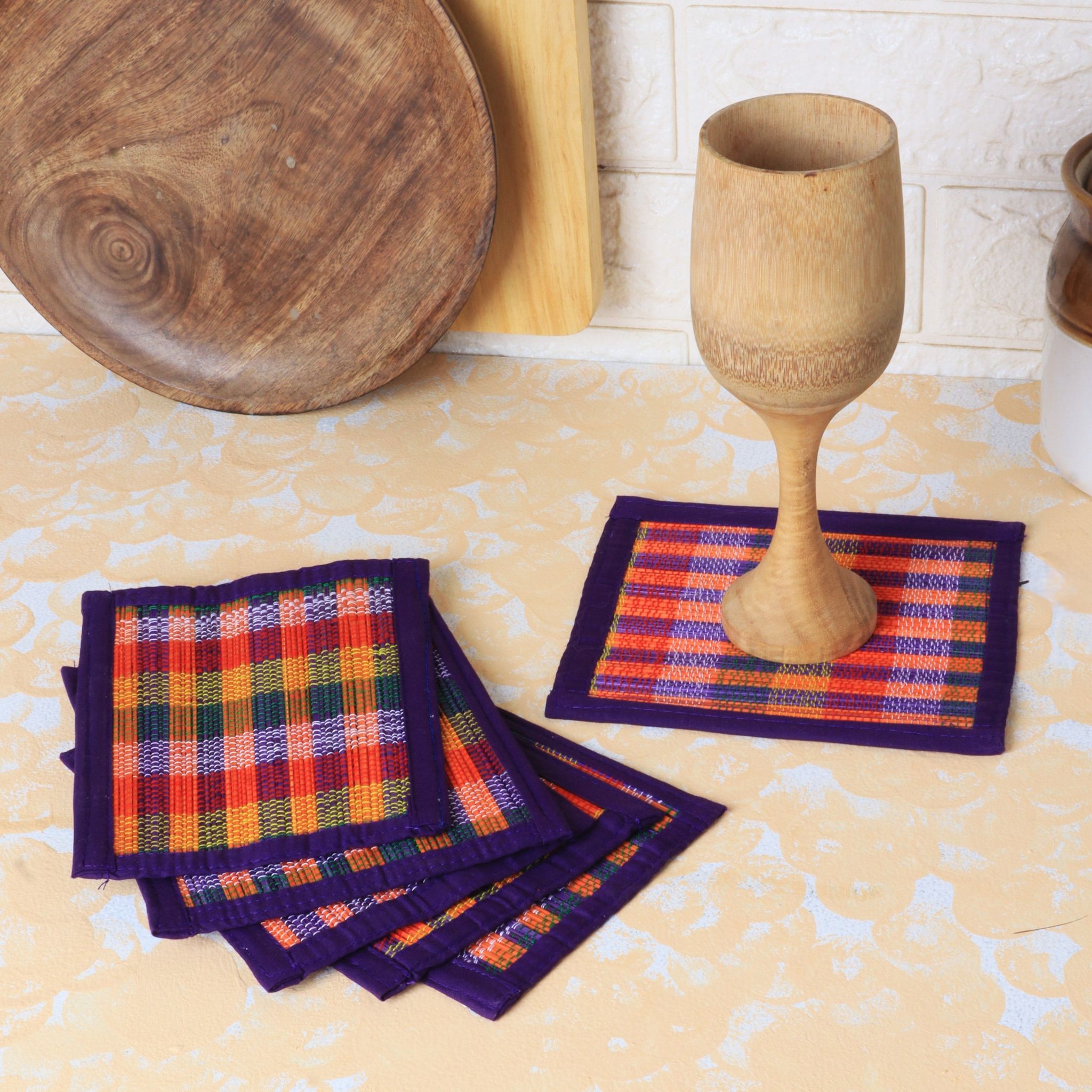 Bamboo Coasters - Multi Purple-Set of 4