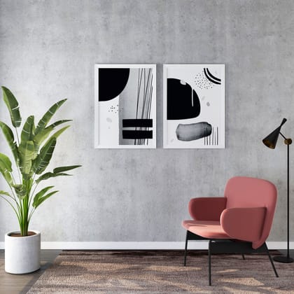 Abstract 1 Wall Arts (Set of 2)-11 x 14 inches / White Frame
