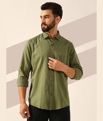 ENSPYR 100% Cotton Regular Fit Solids Full Sleeves Men's Casual Shirt - Olive ( Pack of 1 )