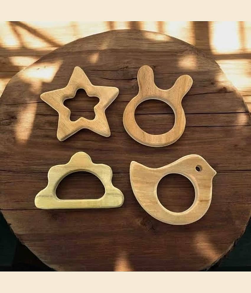 Shreeja Shilpcraft Wooden Teether ( 4 pcs )