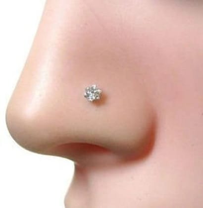 White Single Nugget Nose Pin - Premium Edition