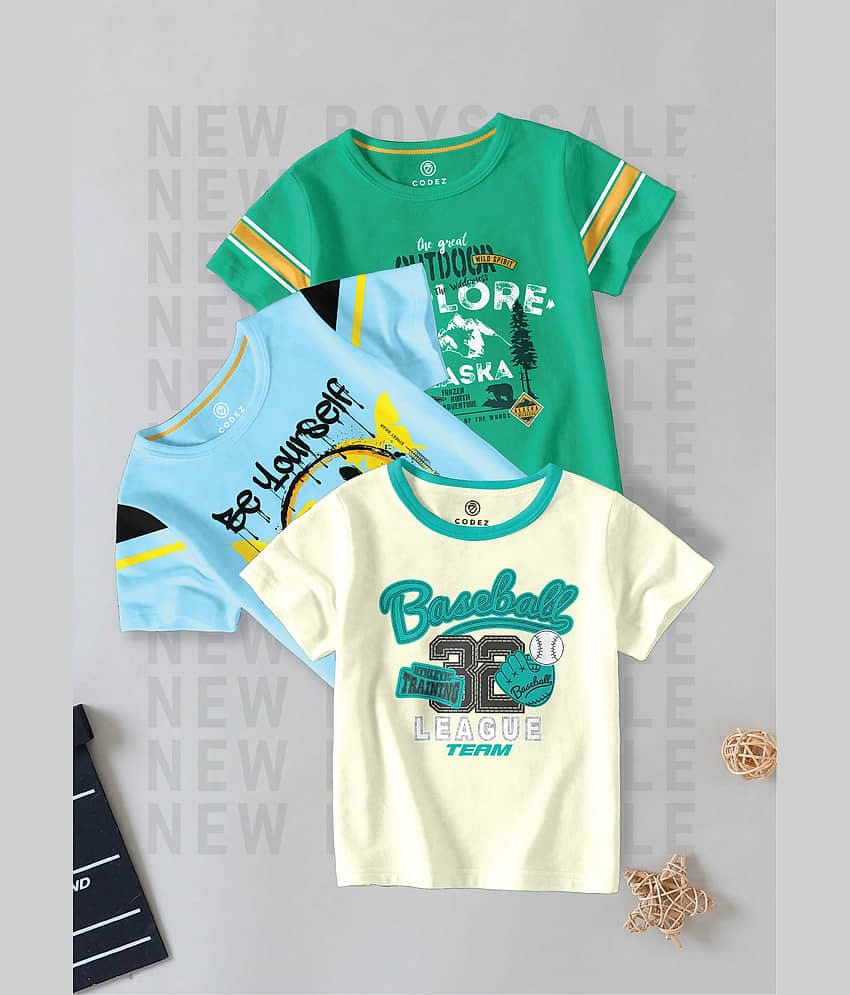 CODEZ Pack of 1 Boys Cotton Blend T-Shirt ( Multi Color )