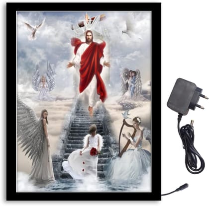 NOKKES Jesus Light Photo Frame 8X10 inch Led Light photo Frame With Light Adaptor Led Light Photo Frame Black Color Photo Frame_AQW150 NOKKES Jesus Light Photo Frame 8X10 inch Led Light photo Frame With Light Adaptor Led Light Photo Frame Black Color Photo Frame_AQW150