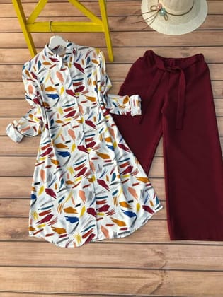 Multicolor Mark Printed Kurti with Red Palazzo by GlamaStitch-M