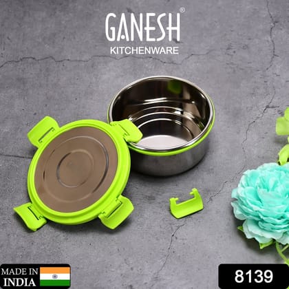 Ganesh Solo round 400 Stainless Steel Leak proof airtight Lunch Pack for Office & School Use