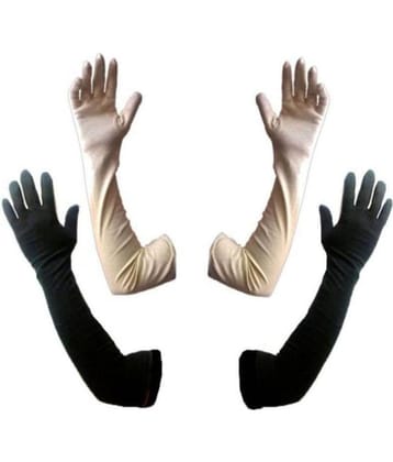 Tahiro Beige & Black Full Arm Sleeves Gloves - Pack Of 1