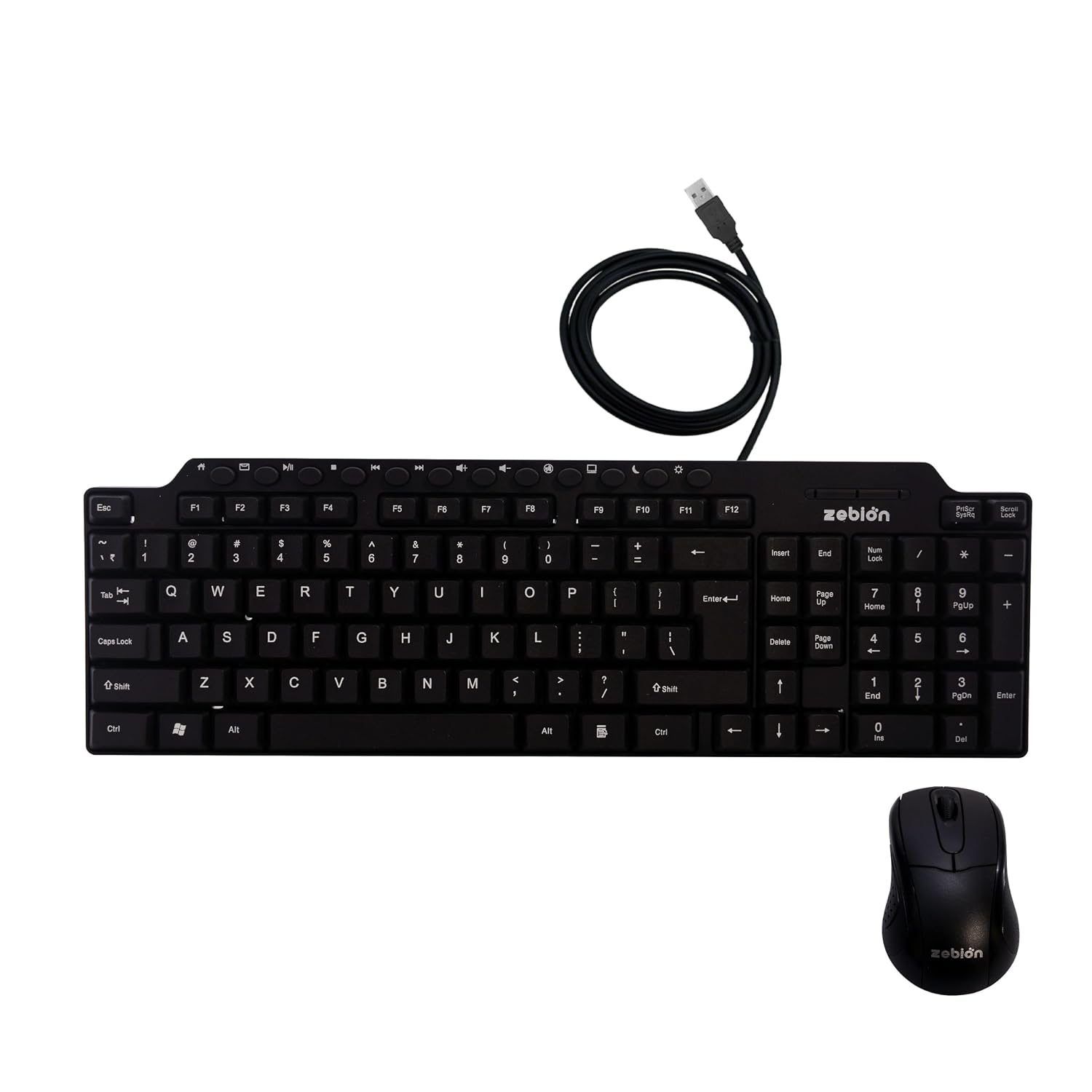 Zebion Viking Wired USB Keyboard & Mouse Combo - Black