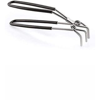 i WARE Stainless Steel Wire Tong Pakkad Utensil Holder, Kitchen Pincers with Grip (21cm) (Black)