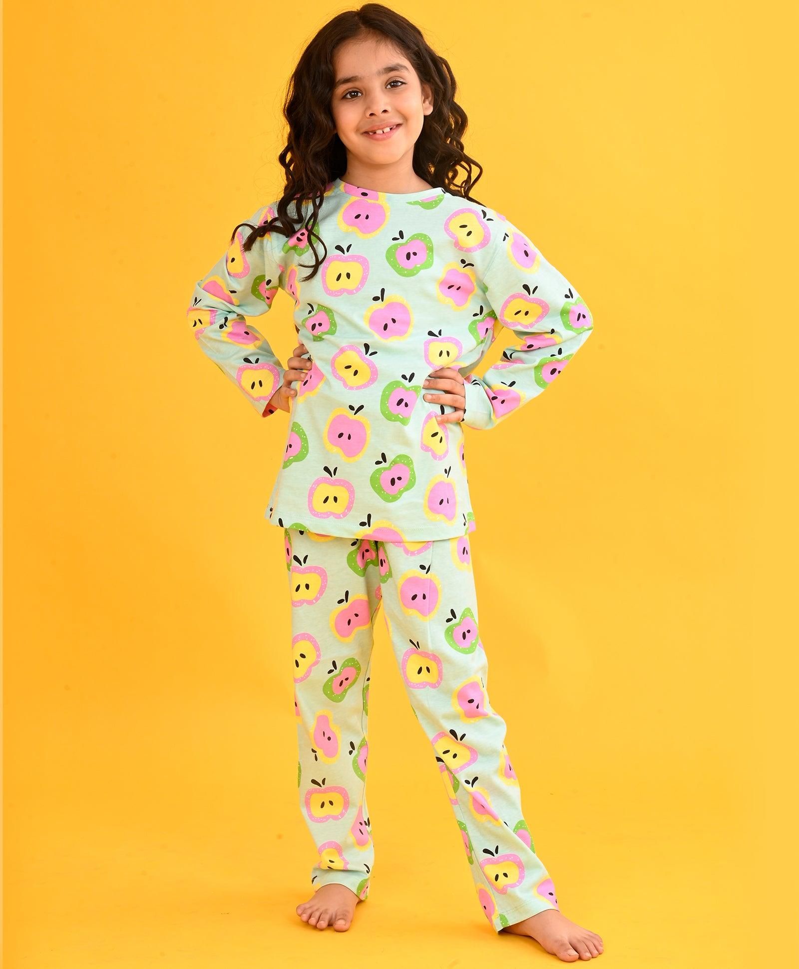 AQUA APPLE LONG SLEEVES PYJAMA SET - AQUA-0-6 MONTHS / 2N / AQUA