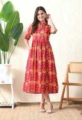 Red Ikat Dress-S