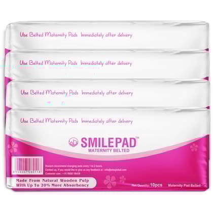 Smilepad Belted Maternity Pads After Delivery for Women, Super Absorption, Adjustable Elastic Belt for Hold Pad | Up to 100% Rash Free, Pack of 40 Postpartum Pads for Heavy Flow