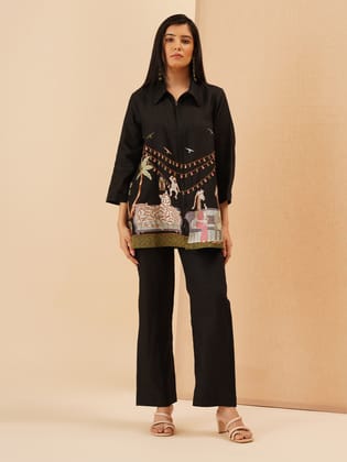 Black Savanna Zipper Co-Ord Set-XS / XS
