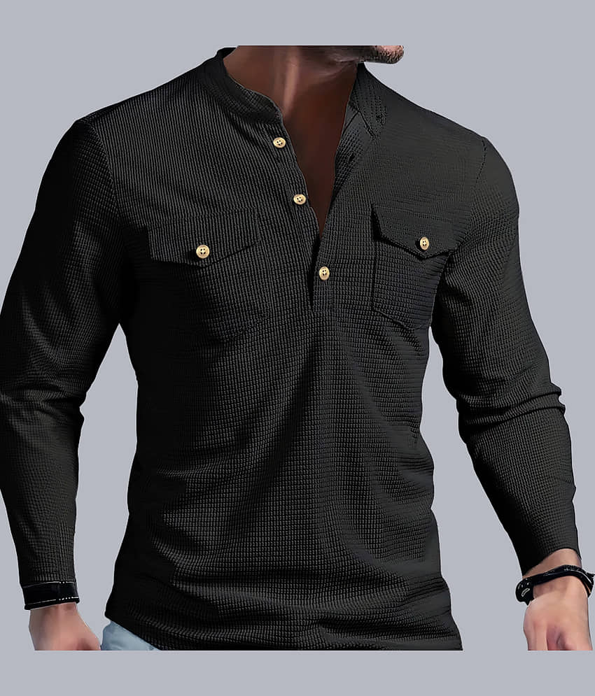 Eyebogler Men Polyester Regular Fit Solid Polo T Shirt ( Black )