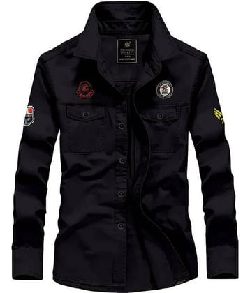 VENIZ WESTERN WEAR Cotton Blend Regular Fit Solids Full Sleeves Men's Casual Shirt - Black ( Pack of 1 )